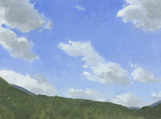 Cumulus Clouds at Mount Washington Auto Road: Original Oil Painting Plein Air Landscape