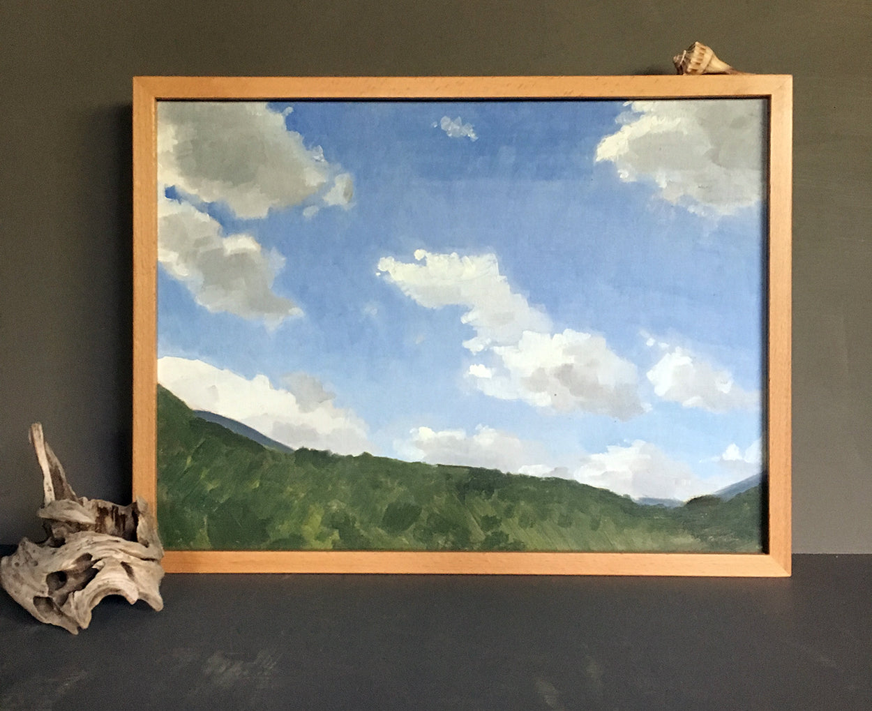 Cumulus Clouds at Mount Washington Auto Road: Original Oil Painting Plein Air Landscape