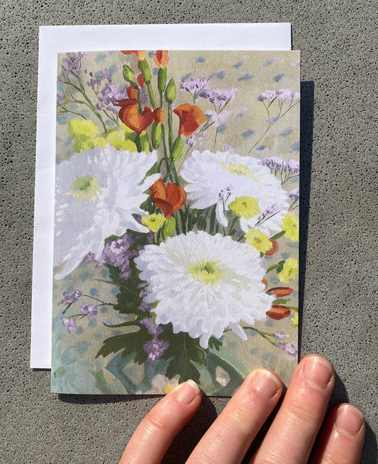 Note Card - White Chrysanthemums