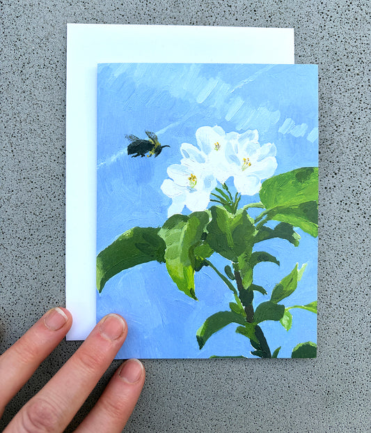 Note Card - Apple Blossoms and Bumblebee