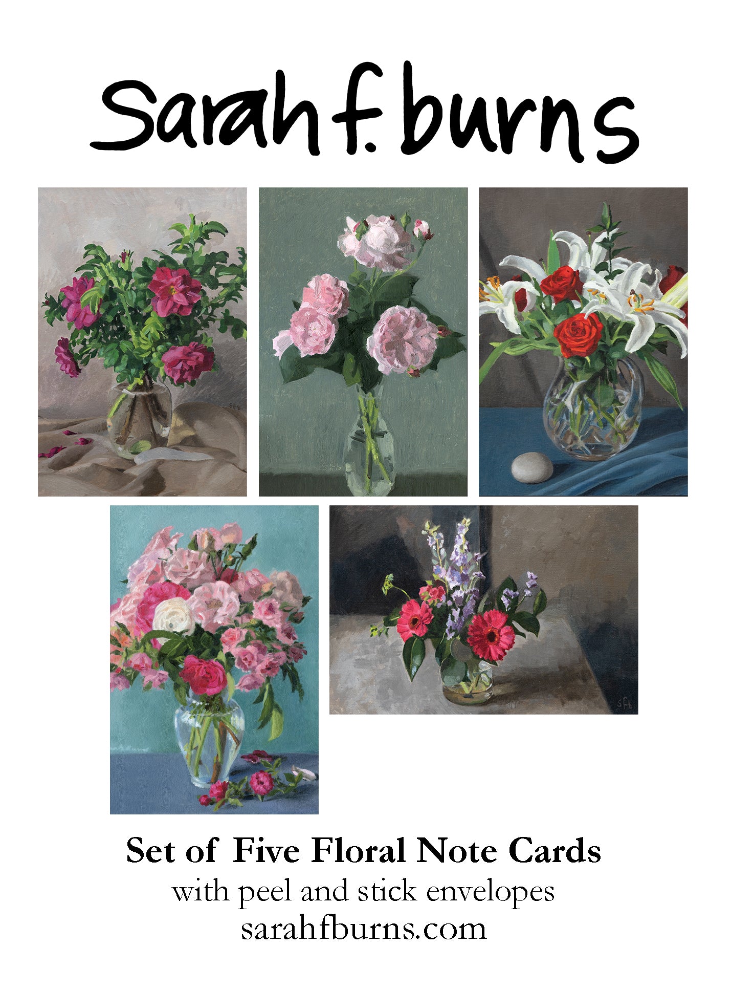 Floral Note Cards - Assorted Group of 5